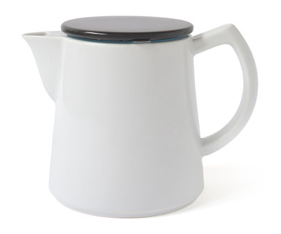 : A sleek white Sowden SoftBrew 4-Cup Coffee Maker with a black lid, exemplifying the simplicity and elegance of immersion brewing equipment.